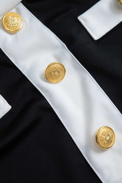 Robe Deux Pièces Élégante avec Boutons et Mini Jupe