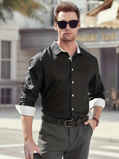Chemise Homme Élégante Blanc avec Détails Contraste