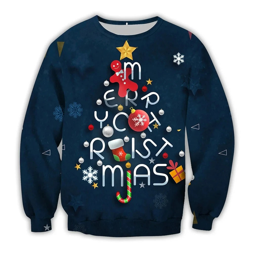 Pull de Noël Rouge Brillant avec Cerf Pour Homme et Femme