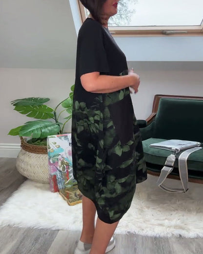 Robe Femme Patchwork Floral Coupe Droite Décontractée