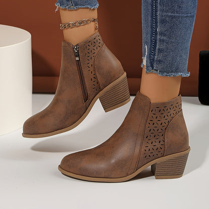 Bottines Femmes Élégantes à Fermeture Éclair Latérale