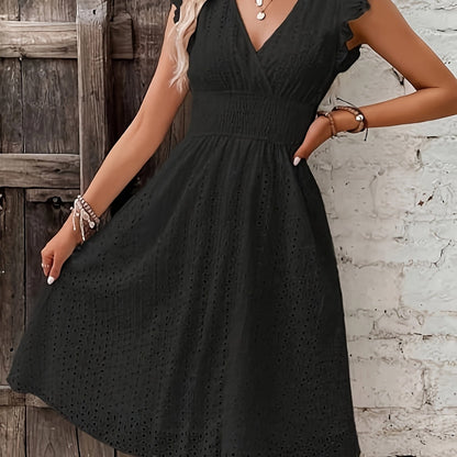 Robe Portefeuille Femme Tissu Brodé Léger Taille Froncée