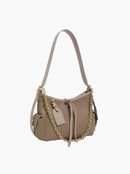 Sac à Épaules en Cuir avec Boucles Métalliques