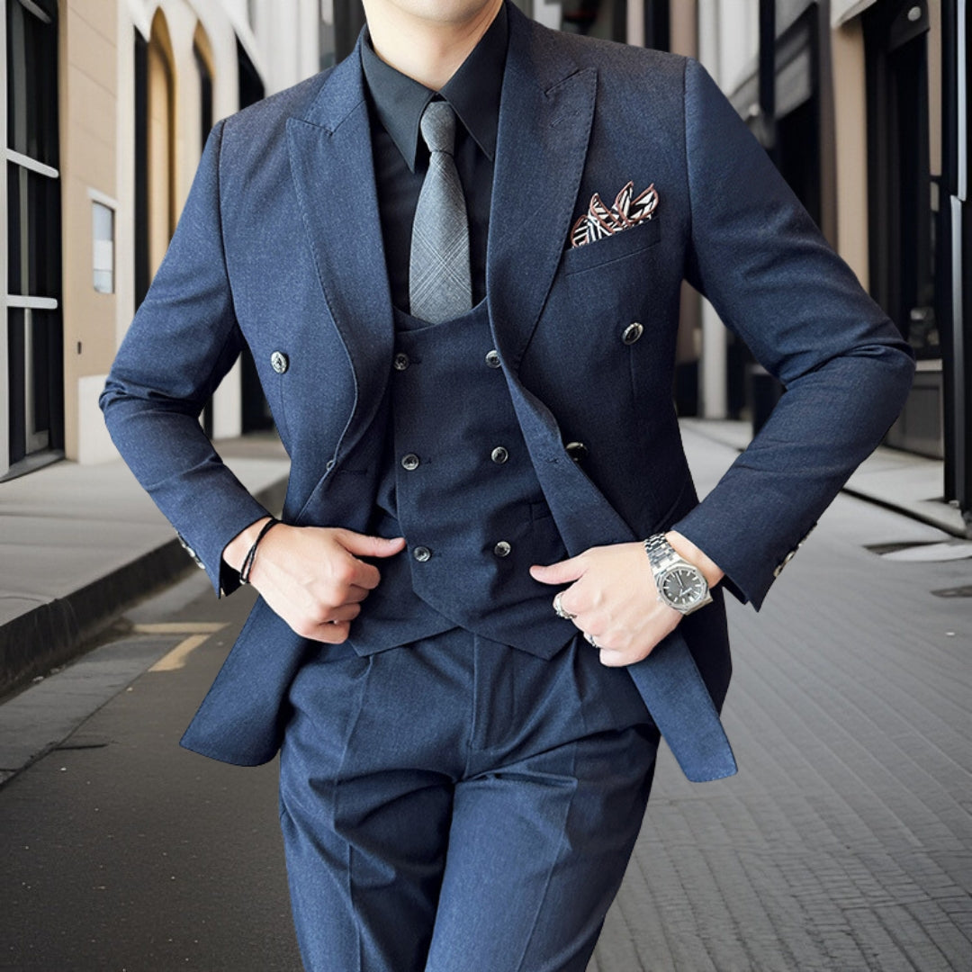 Costume Mariage Slim Fit Trois Pièces Noir Élégant - PanierRoyale