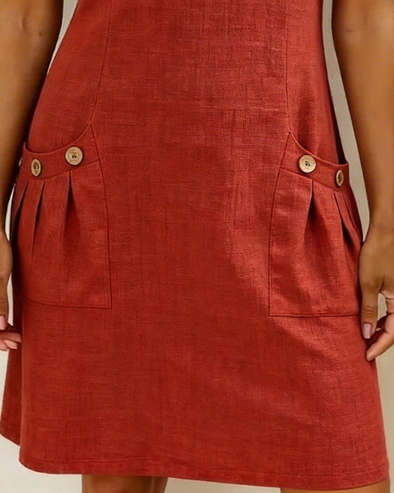 Robe Courte Femme Poches Col Zippé Moderne
