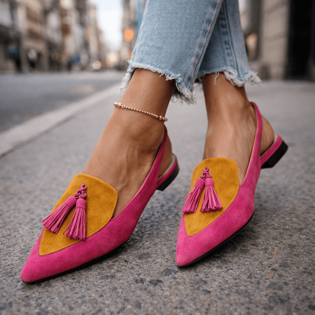 Mules Femme Similicuir Pompons Style Classique