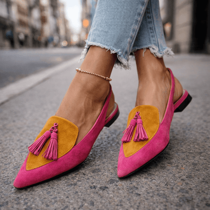 Mules Femme Similicuir Pompons Style Classique