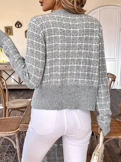 Cardigan Femme Tweed Court et Élégant