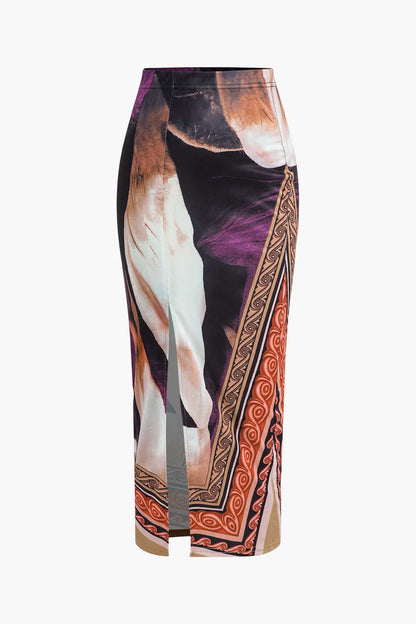 Robe Deux Pièces Blouse Asymétrique et Jupe Pencil Féminine