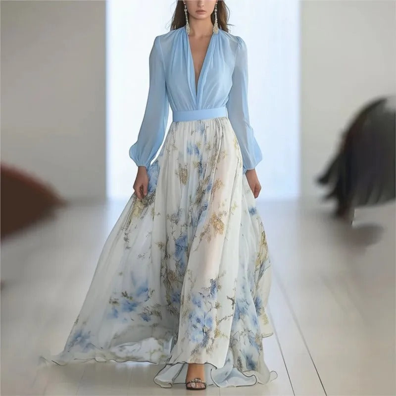 Robe Florale Élégante Manches Longues pour Femme - PanierRoyale