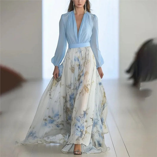 Robe Florale Élégante Manches Longues pour Femme - PanierRoyale