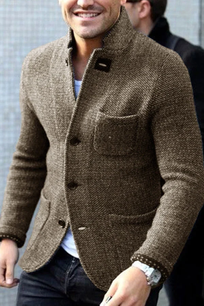 Blazer Décontracté À Col Montant Pour Homme | Boutonné