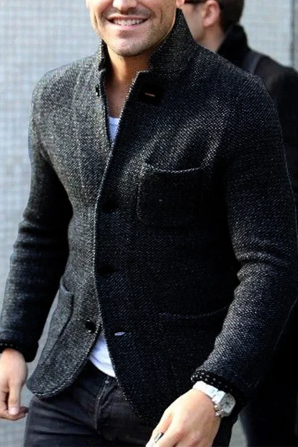 Cardigan Homme Chic en Laine Mérinos avec Décoration Élégante