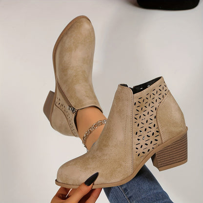Bottines Femmes Élégantes à Fermeture Éclair Latérale