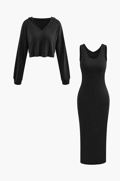 Ensemble Décontracté Hoodie et Jupe Midi