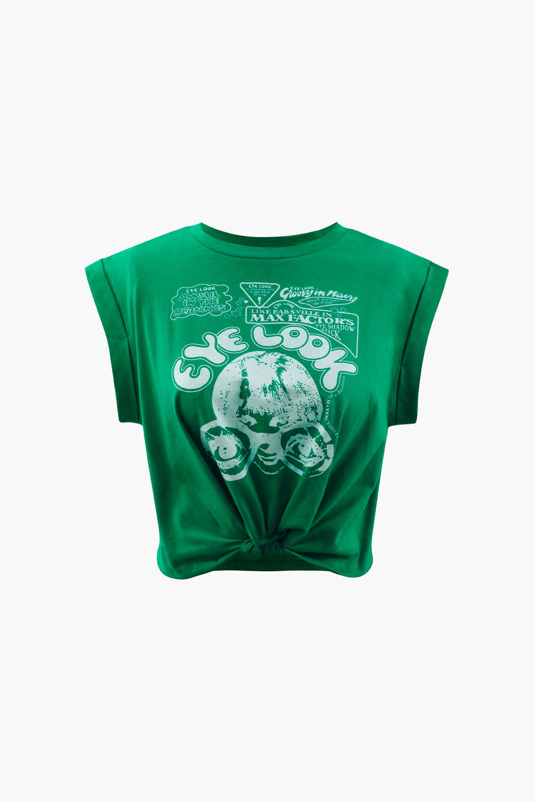T-Shirt Crop Femme imprimé avec nœud détail manches courtes
