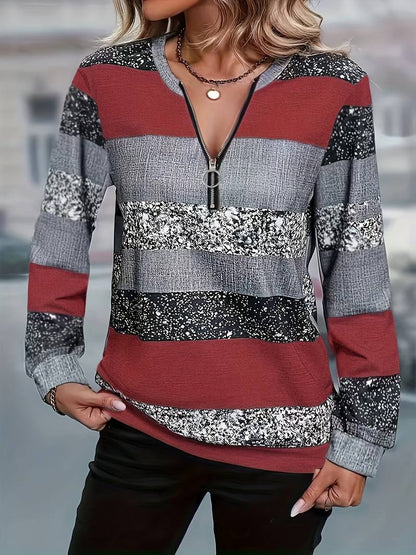 Pull Femme Col Zippé Confortable Coupe Décontractée