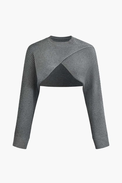 Ensemble Deux Pièces Col Rond et Jupe Plissée Féminine