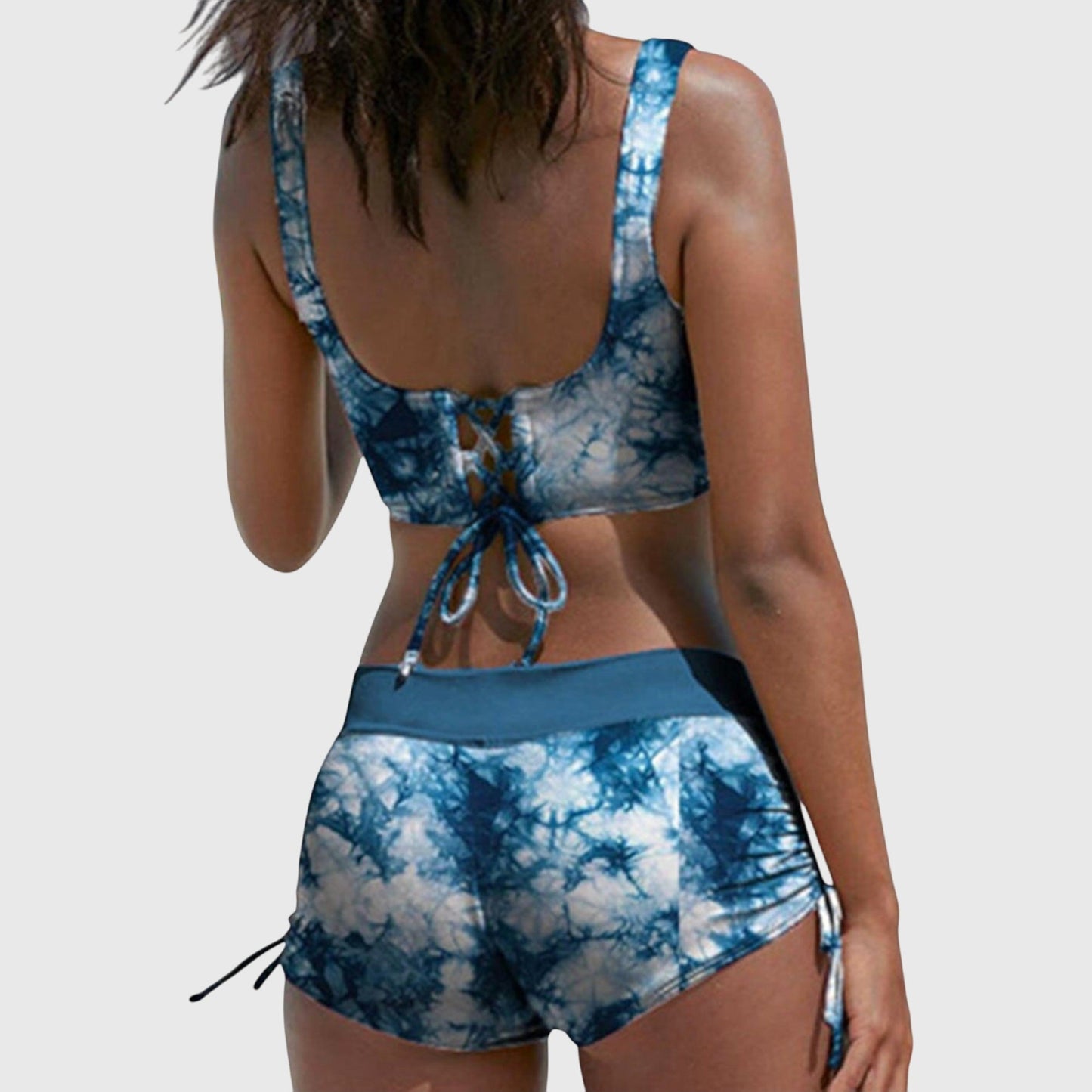 Bikini Femme Deux Pièces Crop Torsadé Short Froncé Ajustable
