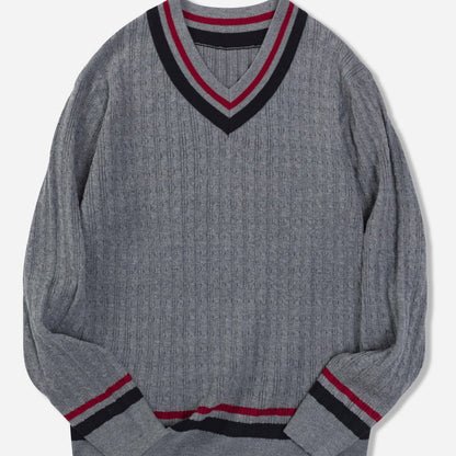 Pull Homme Col V en Laine avec Texture Jacquard - PanierRoyale
