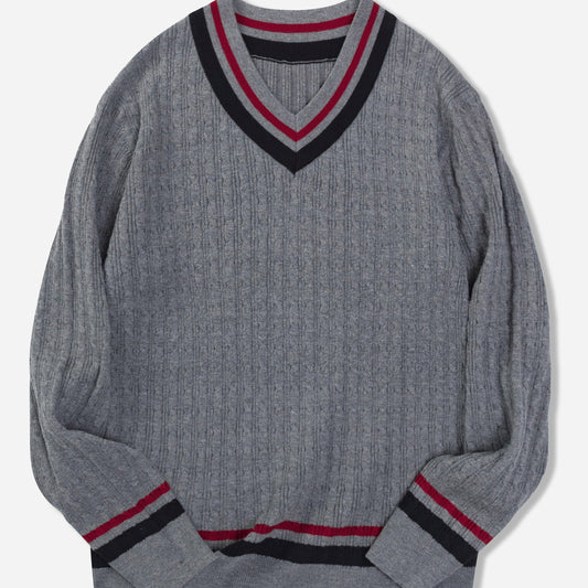 Pull Homme Col V en Laine avec Texture Jacquard - PanierRoyale