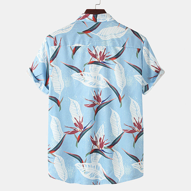 Chemise Homme Manches Courtes à Fleurs Colorées