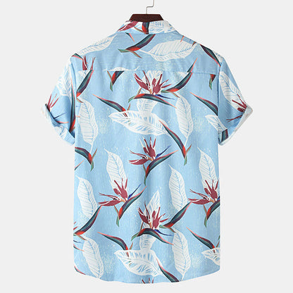 Chemise Homme Manches Courtes à Fleurs Colorées