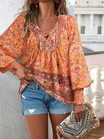 Blouse Femme Été Fleuri Manches Courtes