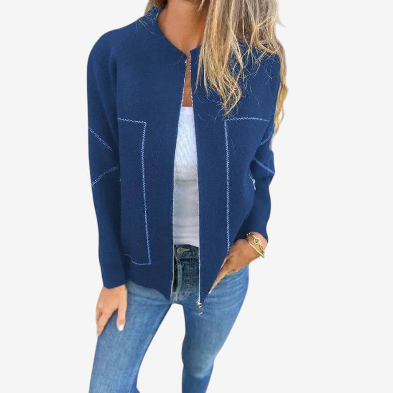 Veste Parka Femme Manches Longues Col Rond Zippée