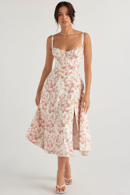Robe Fuchsia Courte Taille Évasée Féminine