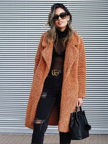 Manteau femme hiver faux cuir beige chaud et tendance