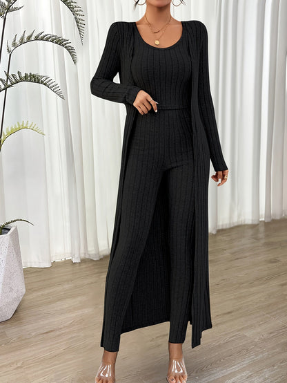 Ensemble Détente Femme 3 Pièces avec Cardigan Doux et Confortable
