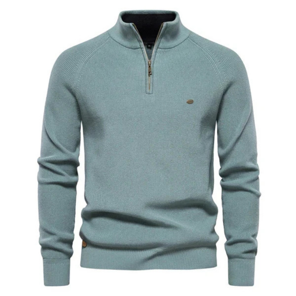 Pull Homme Noir Zippé Sport Chic