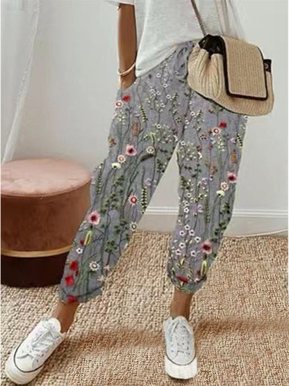 Pantalon femme à rayures tendance décontracté
