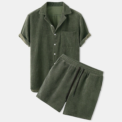 Ensemble 2 Pièces Élégant : Chemise Décontractée et Short Détente
