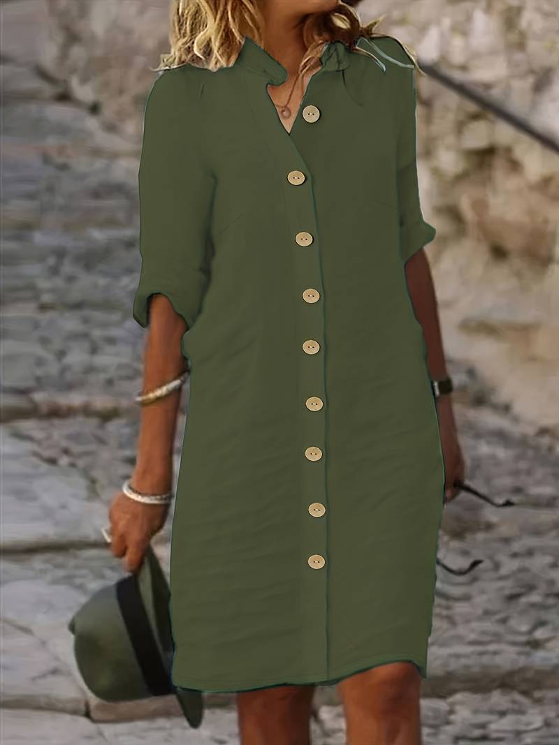 Robe Femme Décontractée à Manches Courtes et Coupe Élégante