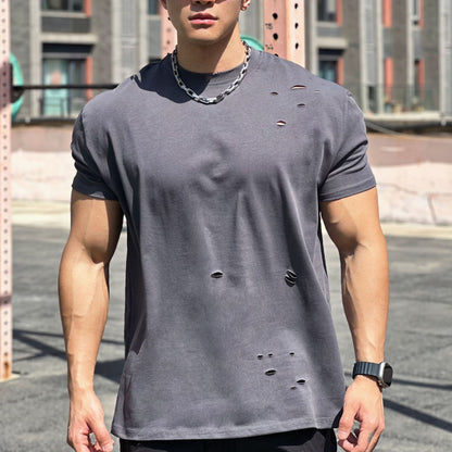 T-Shirt Homme Sport Coton Manches Courtes Respirant