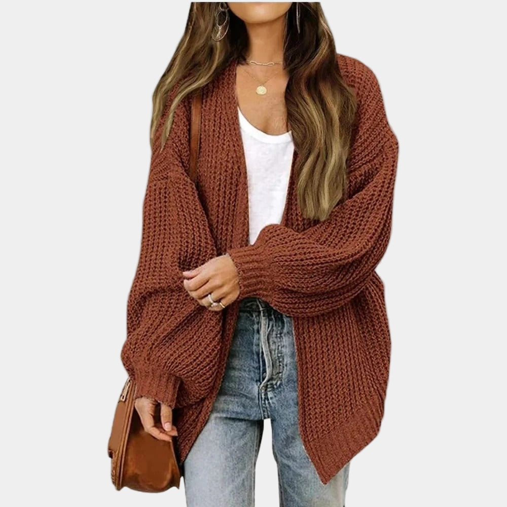 Gilet femme élégant en maille beige, manches longues, détente → Gilet Femme Beige en Maille Douce Manches Longues