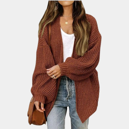Gilet femme élégant en maille beige, manches longues, détente → Gilet Femme Beige en Maille Douce Manches Longues