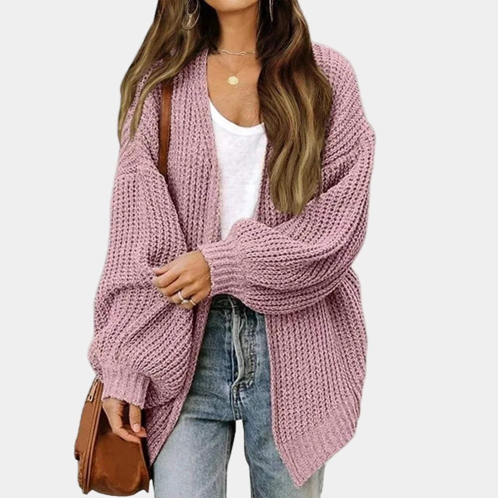 Gilet femme élégant en maille beige, manches longues, détente → Gilet Femme Beige en Maille Douce Manches Longues