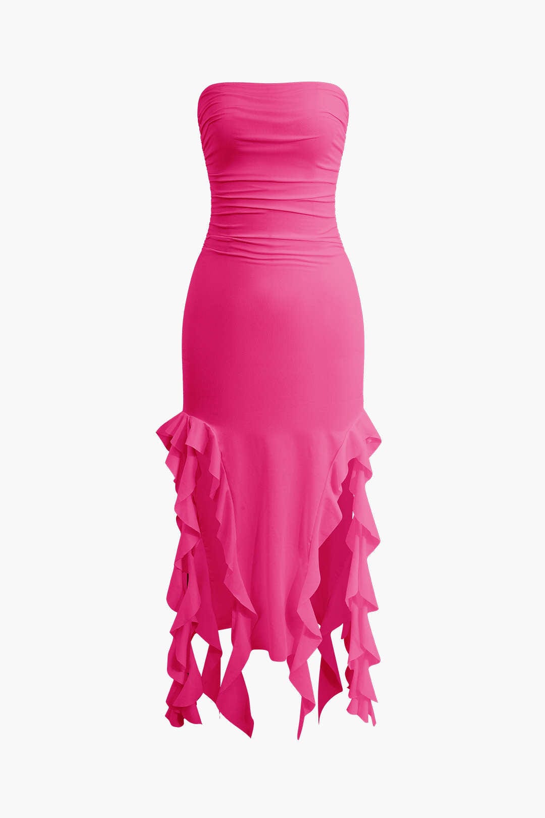 Robe Maxi Élégante avec Volants Féminins