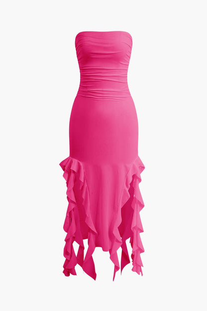 Robe Maxi Élégante avec Volants Féminins