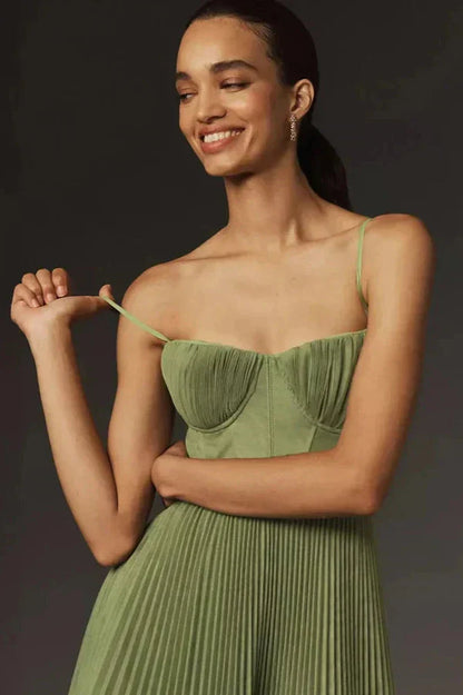 Robe Maxi Femme Plissée Épaules Dévoilées