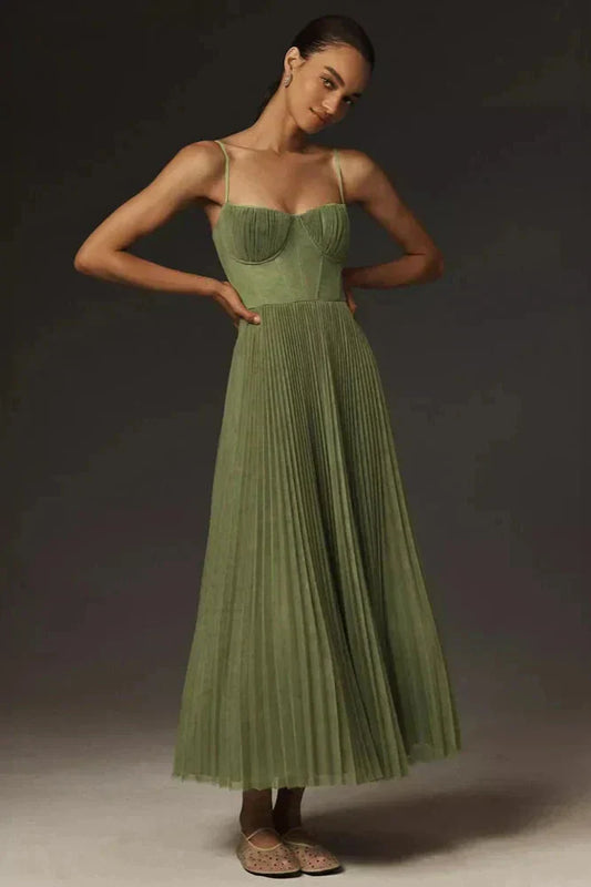 Robe Maxi Femme Plissée Épaules Dévoilées - BerlinGlamour