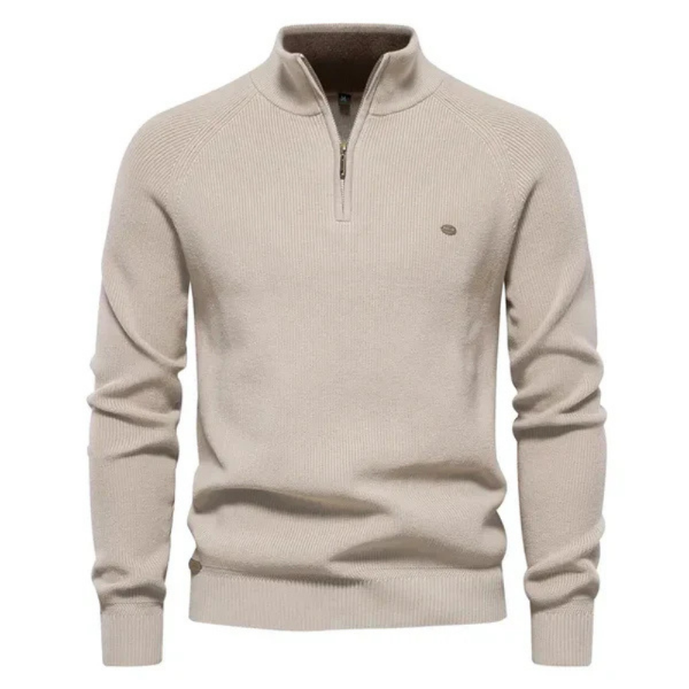 Pull Homme Noir Zippé Sport Chic