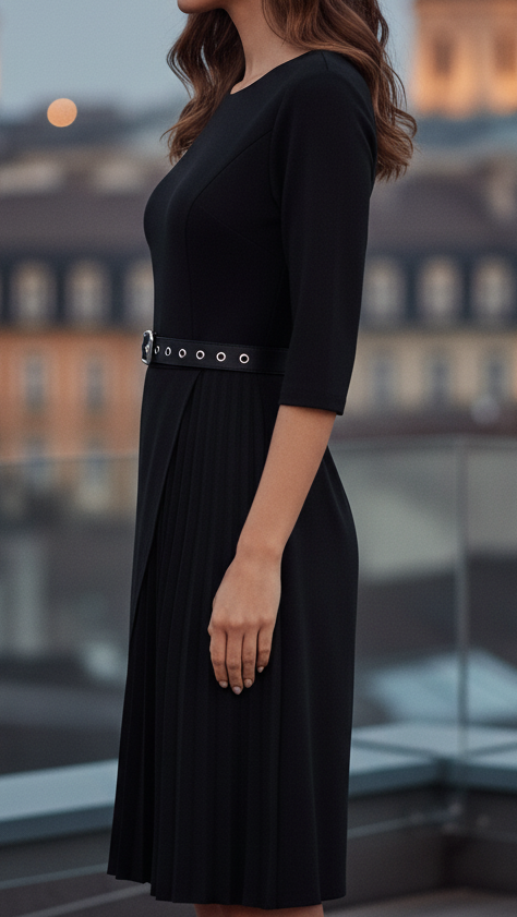 Robe Printemps Femme à Manches Longues avec Ceinture