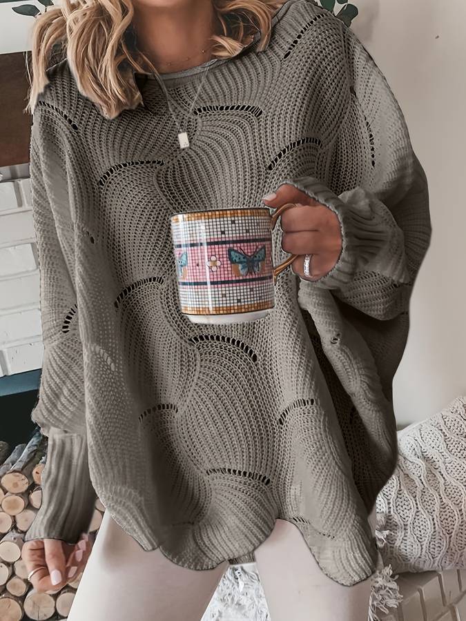 Pull Femme Hiver Tricoté au Fil Doux avec Manches Longues