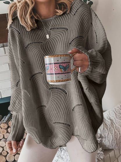 Pull Femme Hiver Tricoté au Fil Doux avec Manches Longues