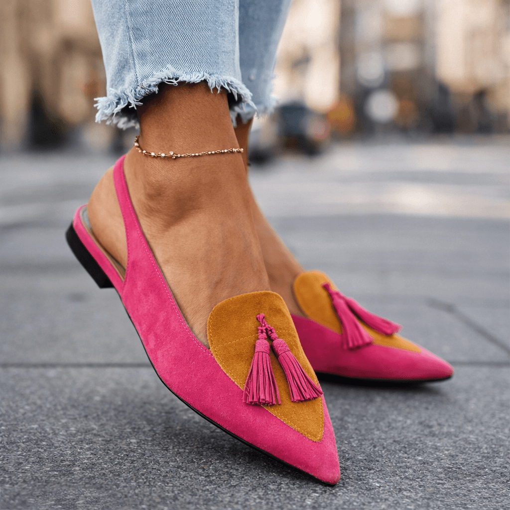 Mules Femme Similicuir Pompons Style Classique