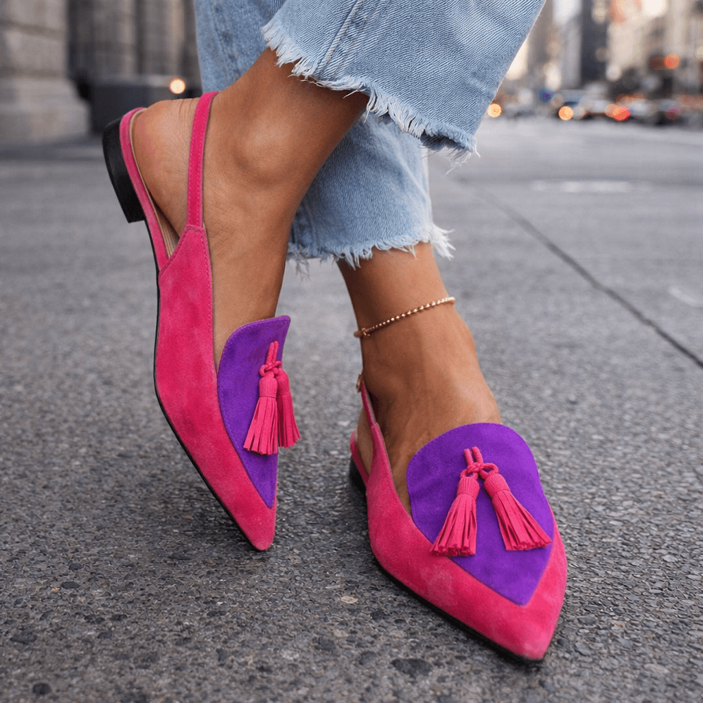 Mules Femme Similicuir Pompons Style Classique